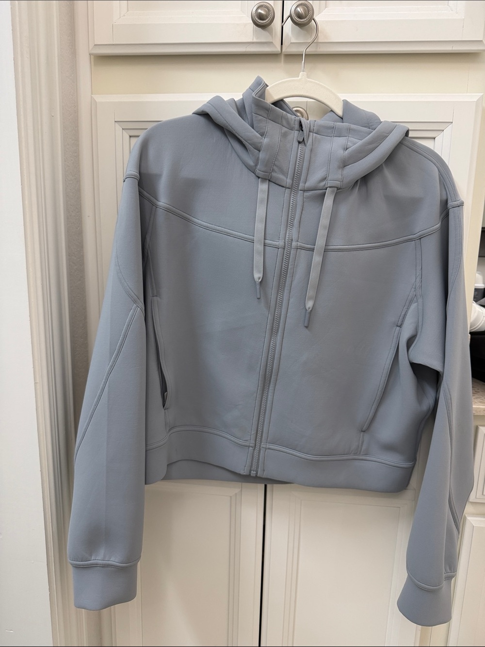 lululemon athletica Light Blue Hooded Zip Bomber Jacket